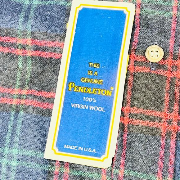 Vintage Pendleton Mens XL Red Blue Plaid Shirt Wool Long Sleeve Woolen Mills - Picture 4 of 11